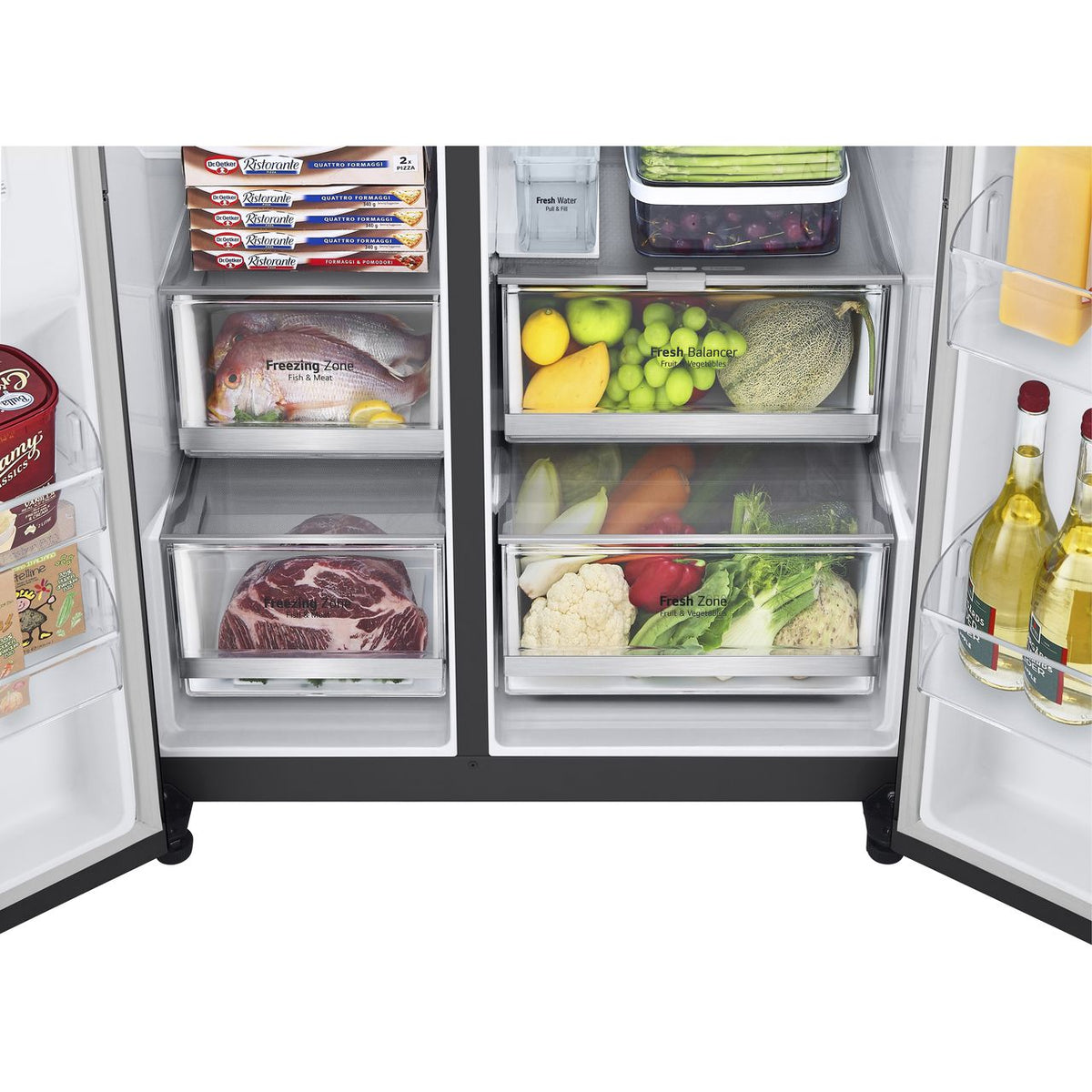 LG InstaView™ GSGV81EPLD Wifi Connected Non-Plumbed Frost Free American Fridge Freezer - Matte Black - D Rated