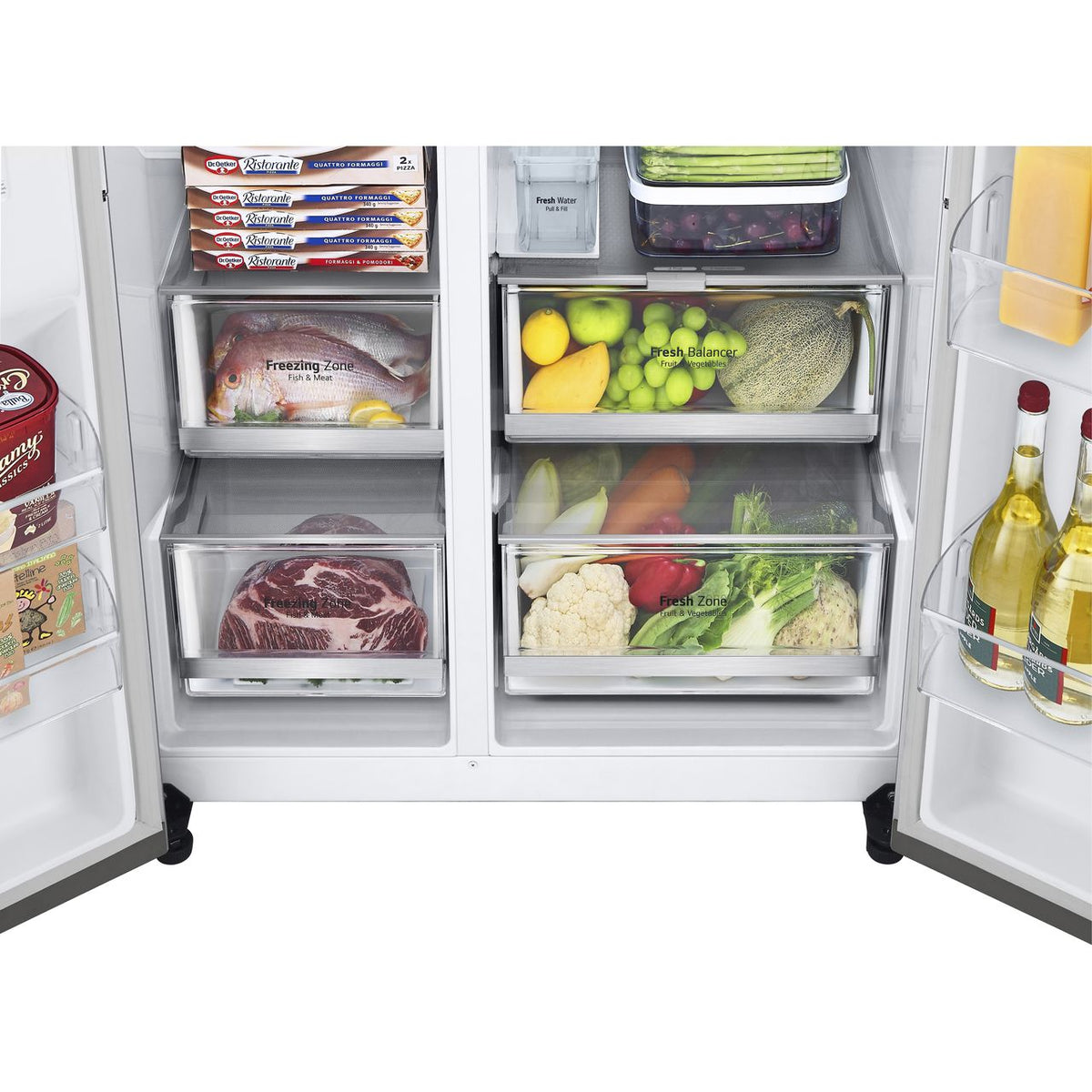 LG InstaView™ GSGV81PYLL Wifi Connected Non-Plumbed Frost Free American Fridge Freezer - Prime Silver - E Rated