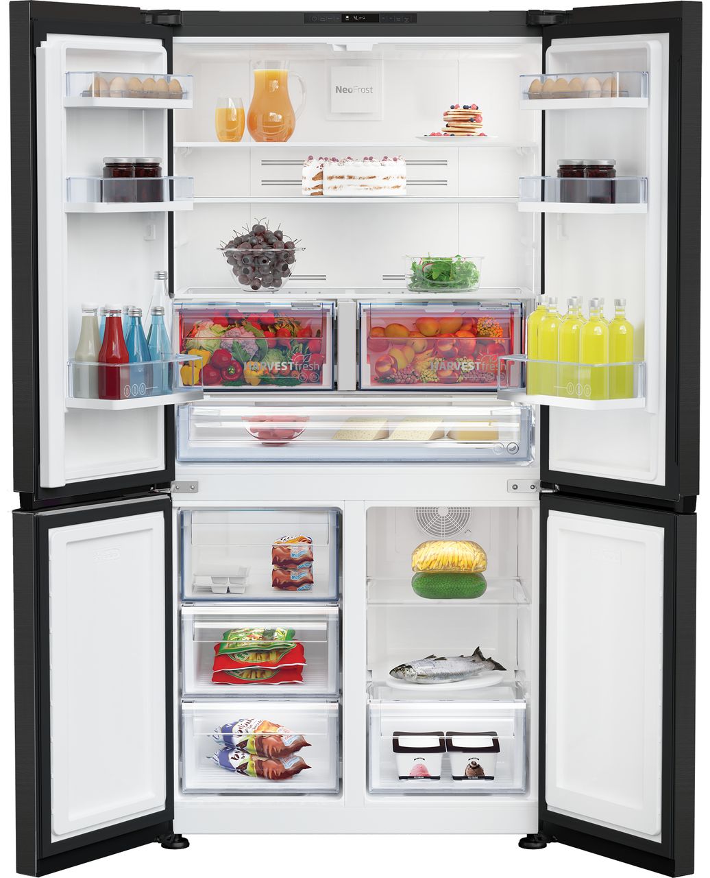 Beko GN446224VPZ Frost Free American Fridge Freezer - Black Steel - E Rated