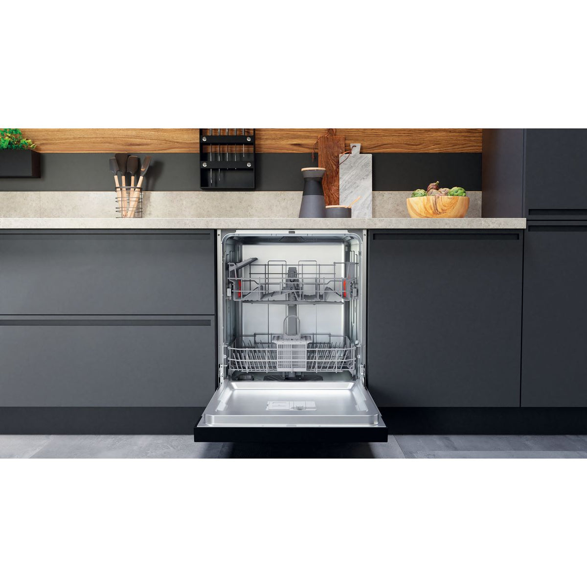 Hotpoint H3BL626BUK Semi Integrated Standard Dishwasher - Black Control Panel - E Rated