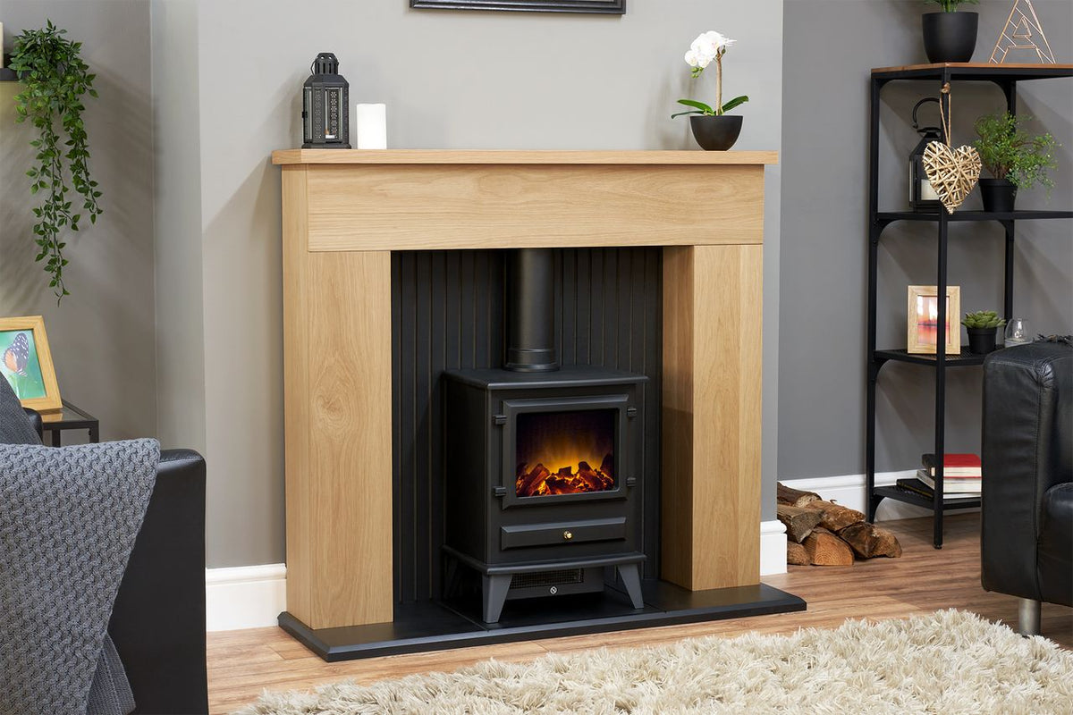 Adam Fires Innsbruck 25941 Log Effect Electric Stove - Oak