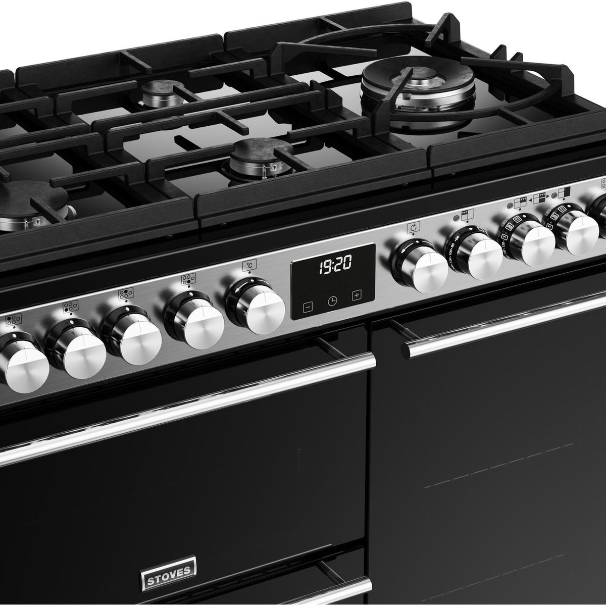 Stoves Precision Deluxe ST DX PREC D900DF GTG SS Dual Fuel Range Cooker - Stainless Steel - Black - A-A-A Rated