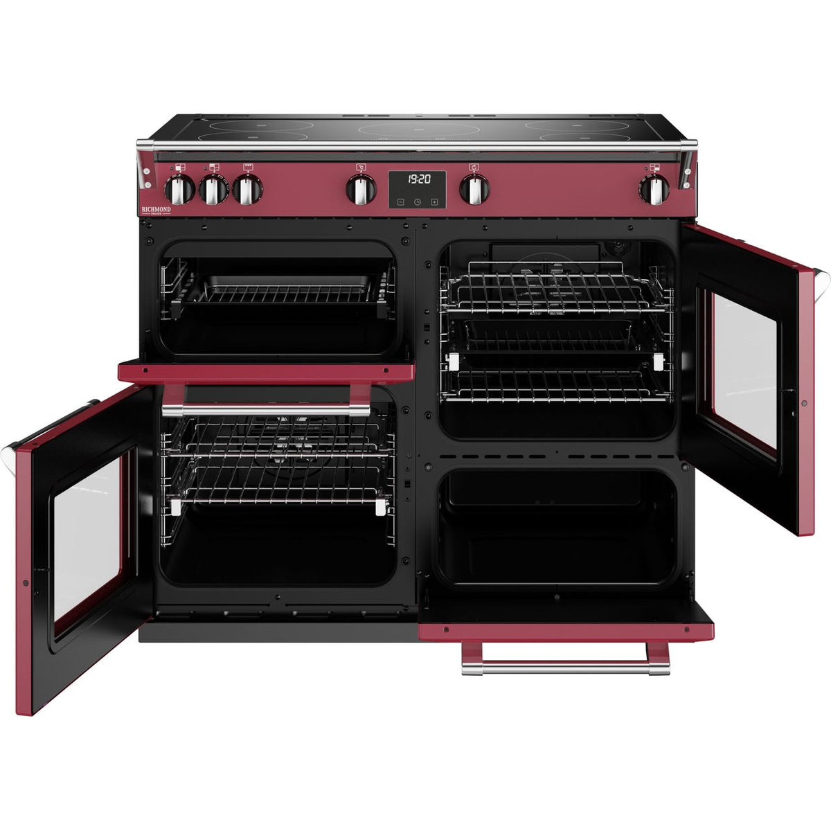 Stoves Richmond Deluxe ST DX RICH D1000Ei TCH CRE_ Electric Range Cooker with Induction Hob - Chilli Red - A Rated