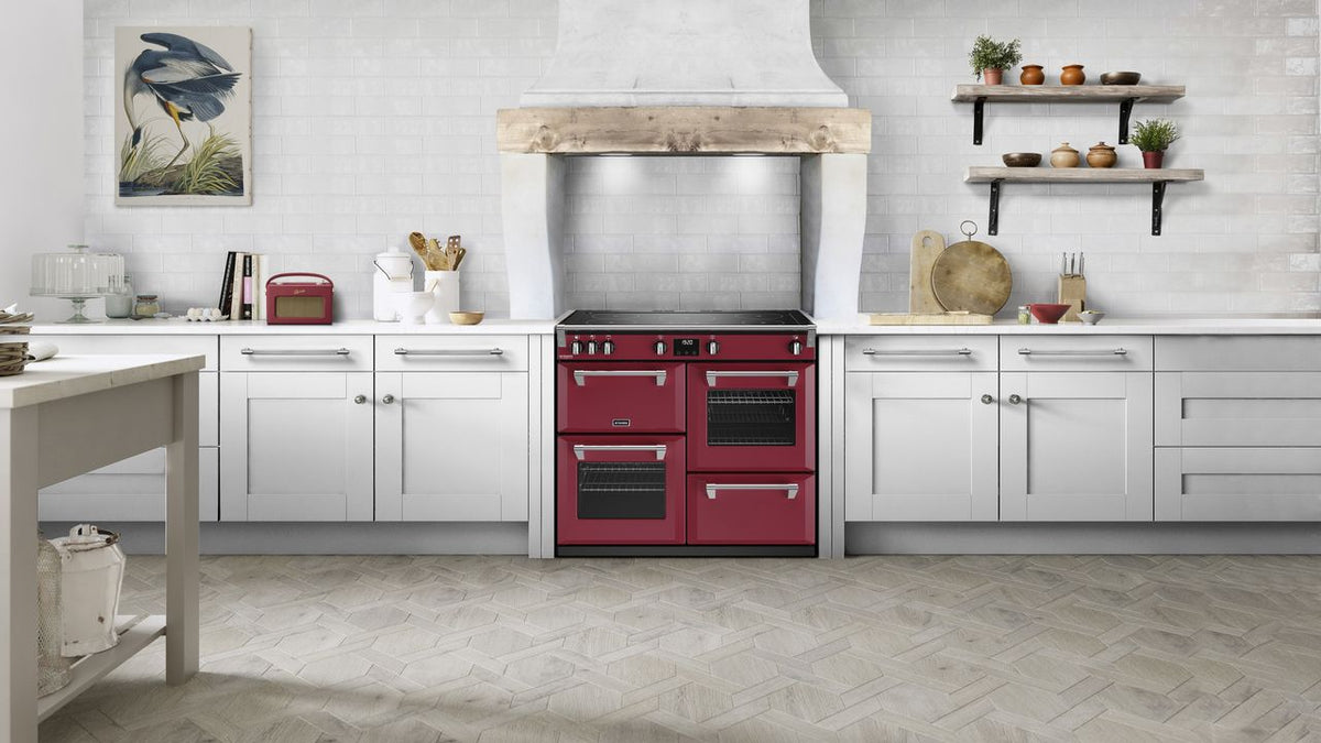 Stoves Richmond Deluxe ST DX RICH D1000Ei TCH CRE_ Electric Range Cooker with Induction Hob - Chilli Red - A Rated