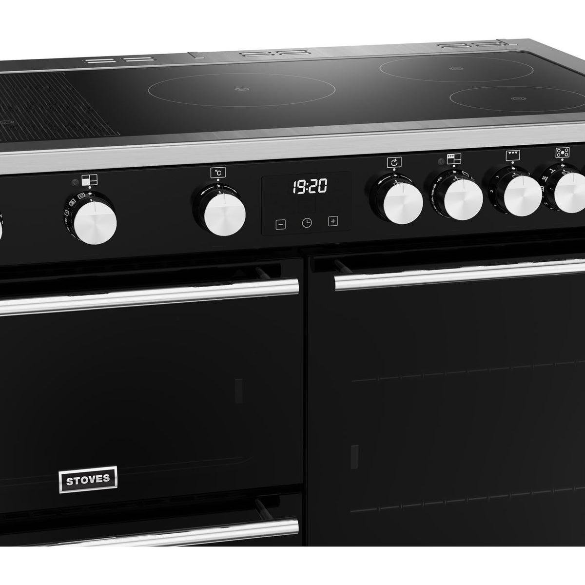 Stoves Precision Deluxe ST DX PREC D1000Ei RTY BK 100cm Electric Range Cooker with Induction Hob - Black - A Rated