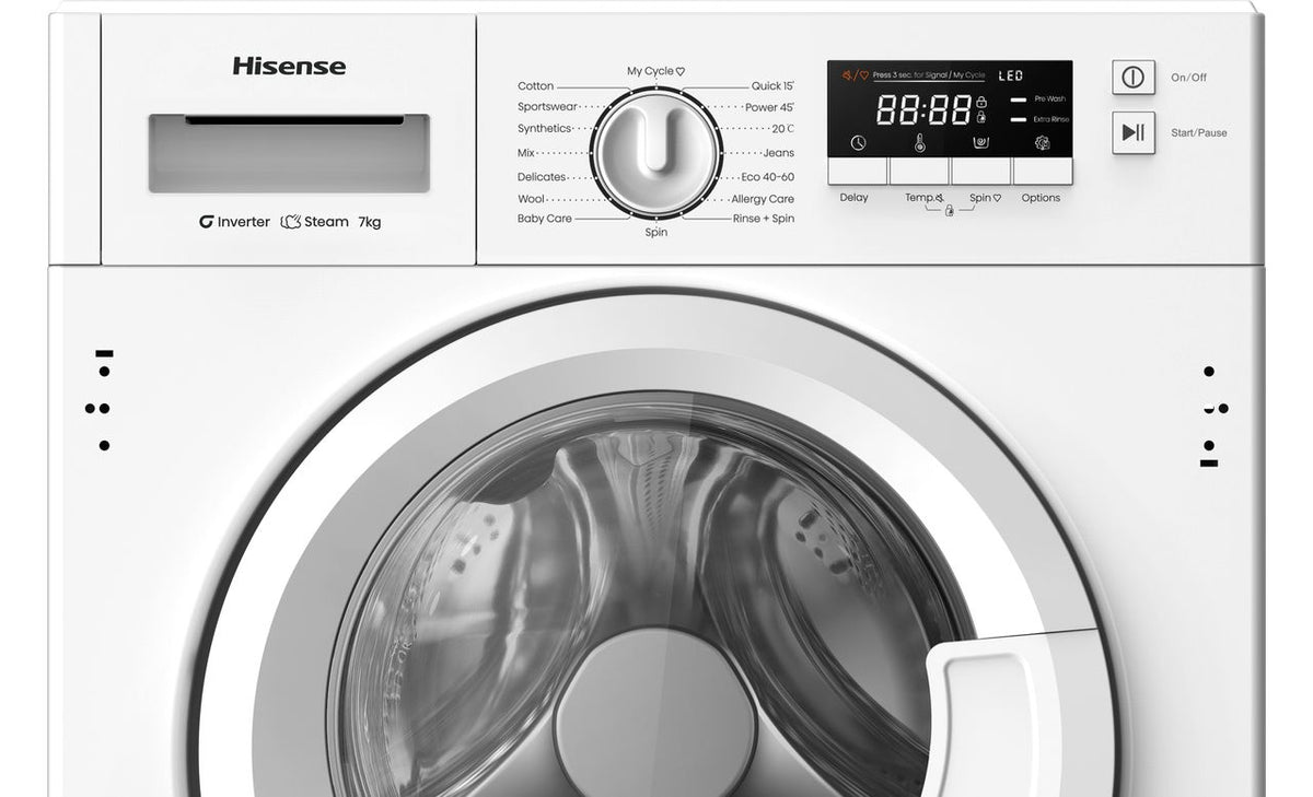 Hisense 3 Series WF3M741BWI Integrated 7kg Washing Machine with 1400 rpm - White - A Rated