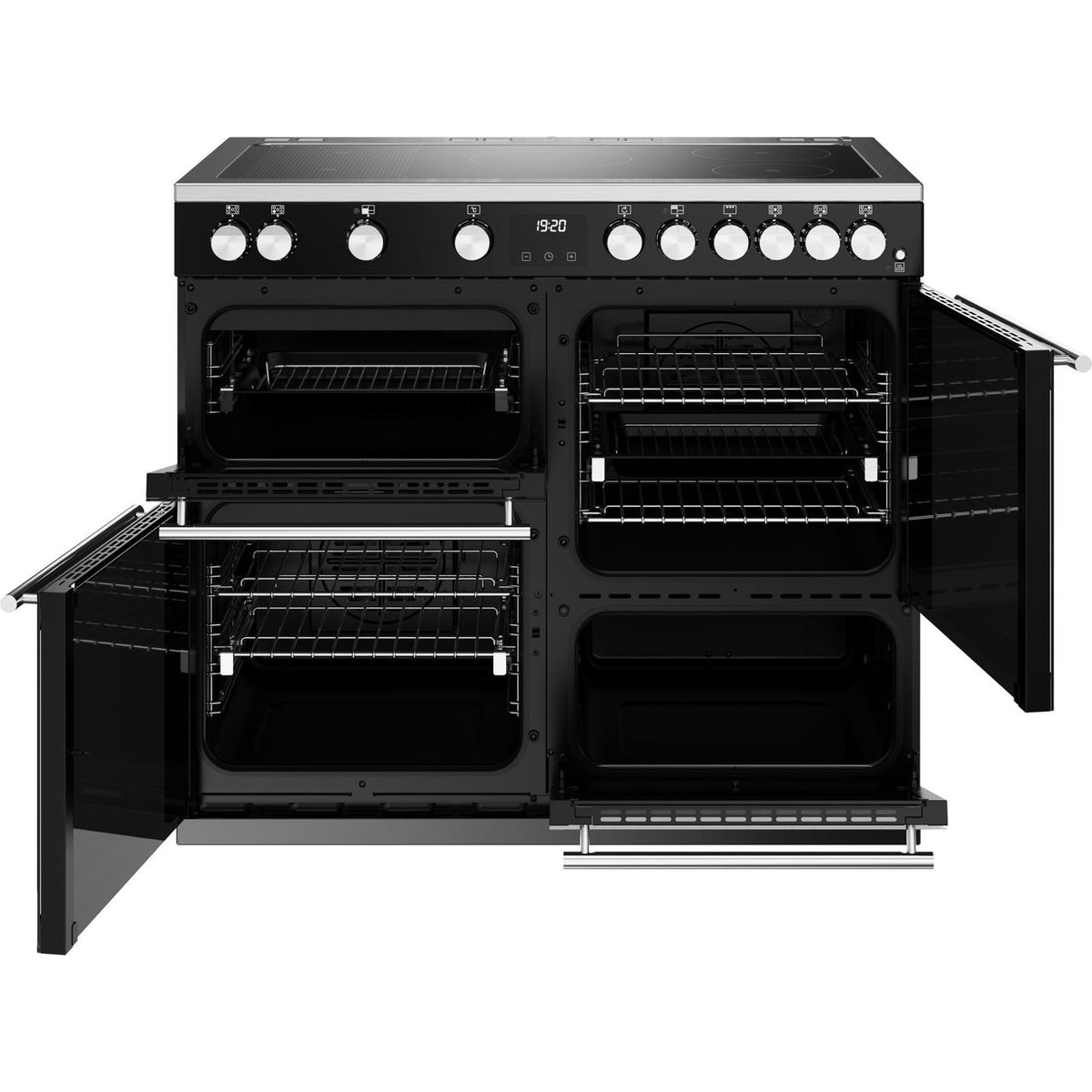 Stoves Precision Deluxe ST DX PREC D1000Ei RTY BK 100cm Electric Range Cooker with Induction Hob - Black - A Rated