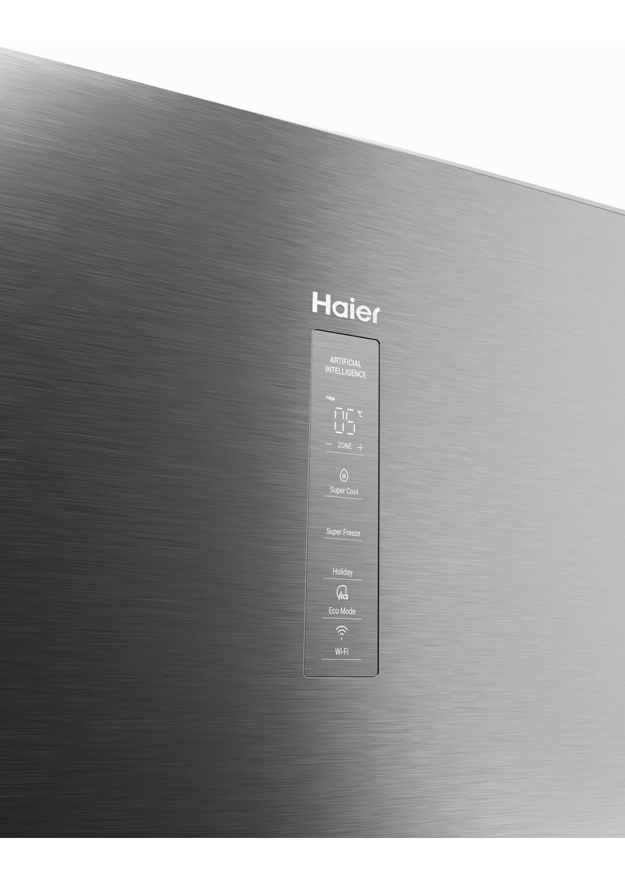 Haier 3D 60 Series 5 HTW5618DWMG Wifi Connected 60-40 Total No Frost Fridge Freezer - Silver - D Rated