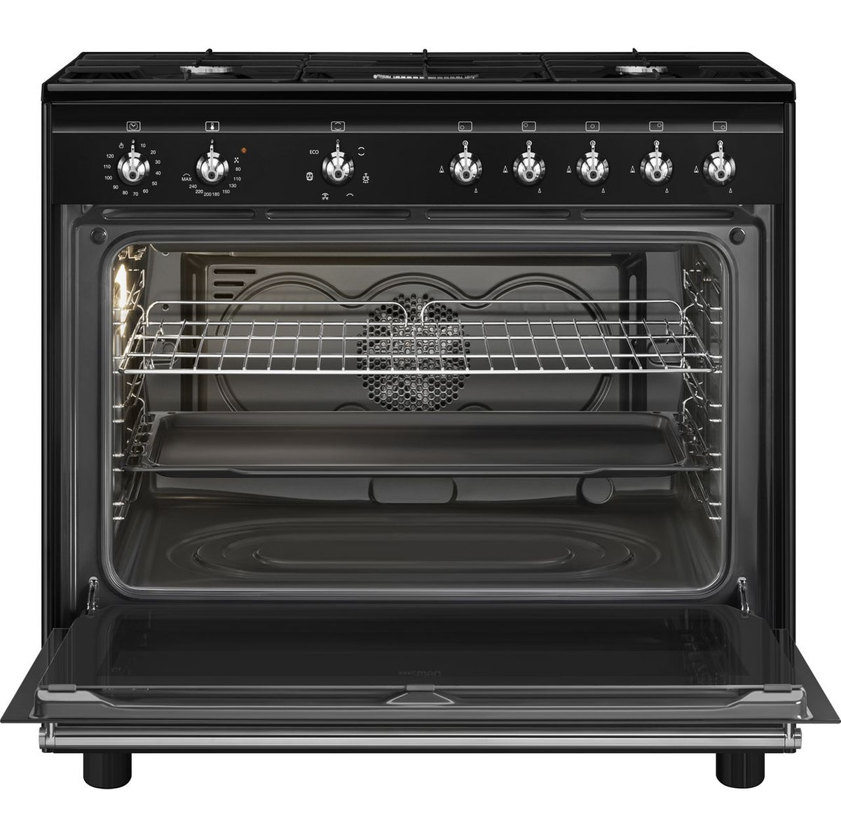 Smeg Concert CX91GMBL Dual Fuel Range Cooker - Black - A Rated