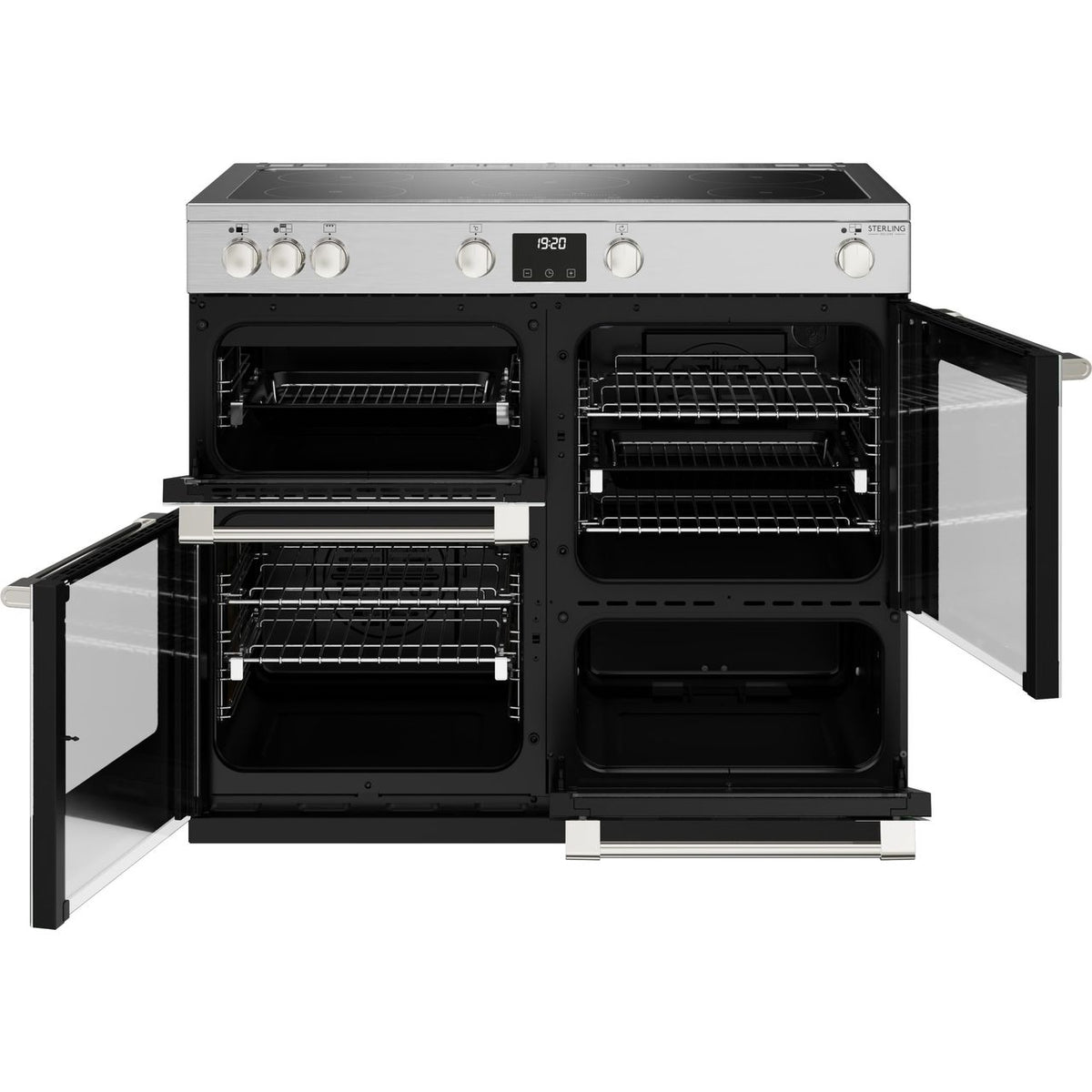 Stoves Sterling Deluxe ST DX STER D1000Ei TCH SS 100cm Electric Range Cooker with Induction Hob - Stainless Steel - A-A-A Rated