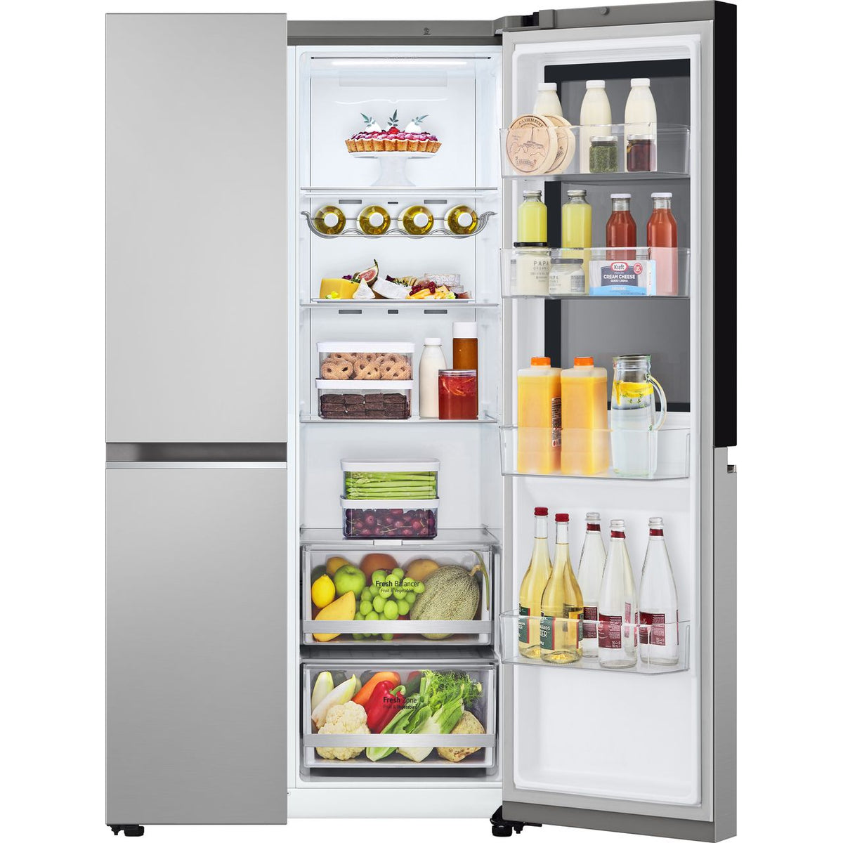 LG InstaView™ GSVV80PYLL Wifi Connected Frost Free American Fridge Freezer - Prime Silver - E Rated