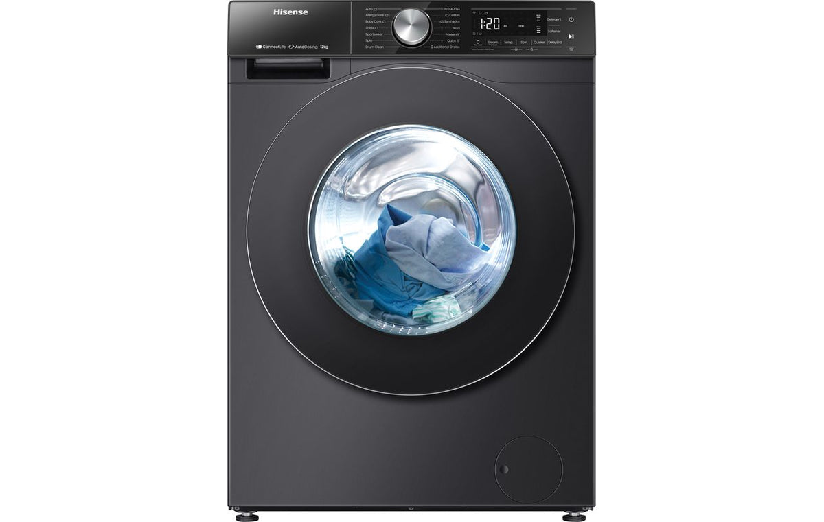 Hisense 5S Series WF5S1245BB 12kg Washing Machine with 1400 rpm - Black - A Rated