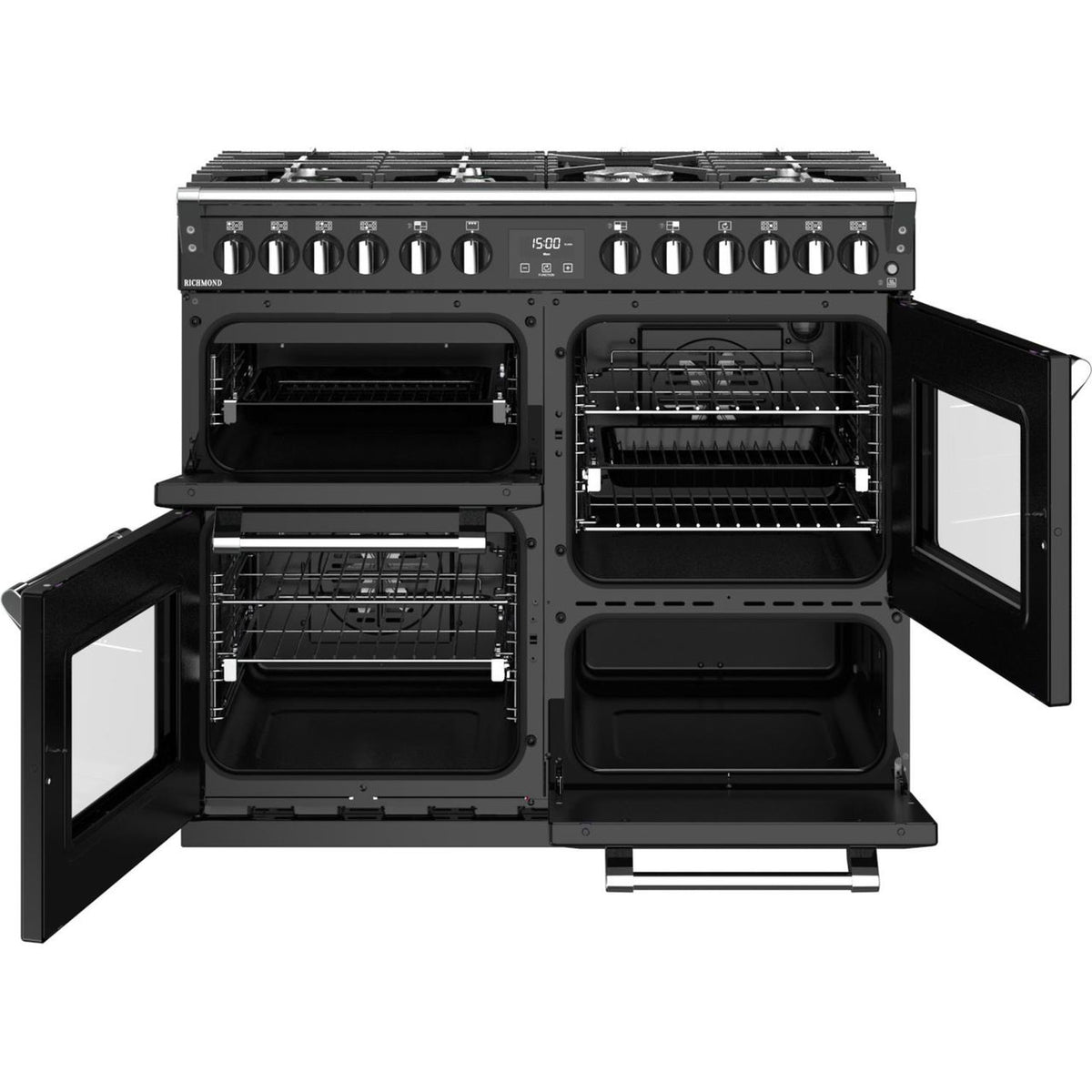 Stoves Richmond ST RICH S1000DF MK22 BK 100cm Dual Fuel Range Cooker - Black - A Rated