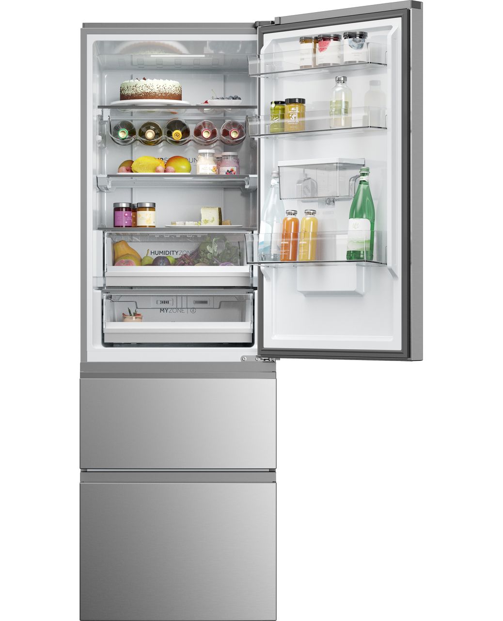 Haier 3D 60 Series 5 HTW5618DWMG Wifi Connected 60-40 Total No Frost Fridge Freezer - Silver - D Rated