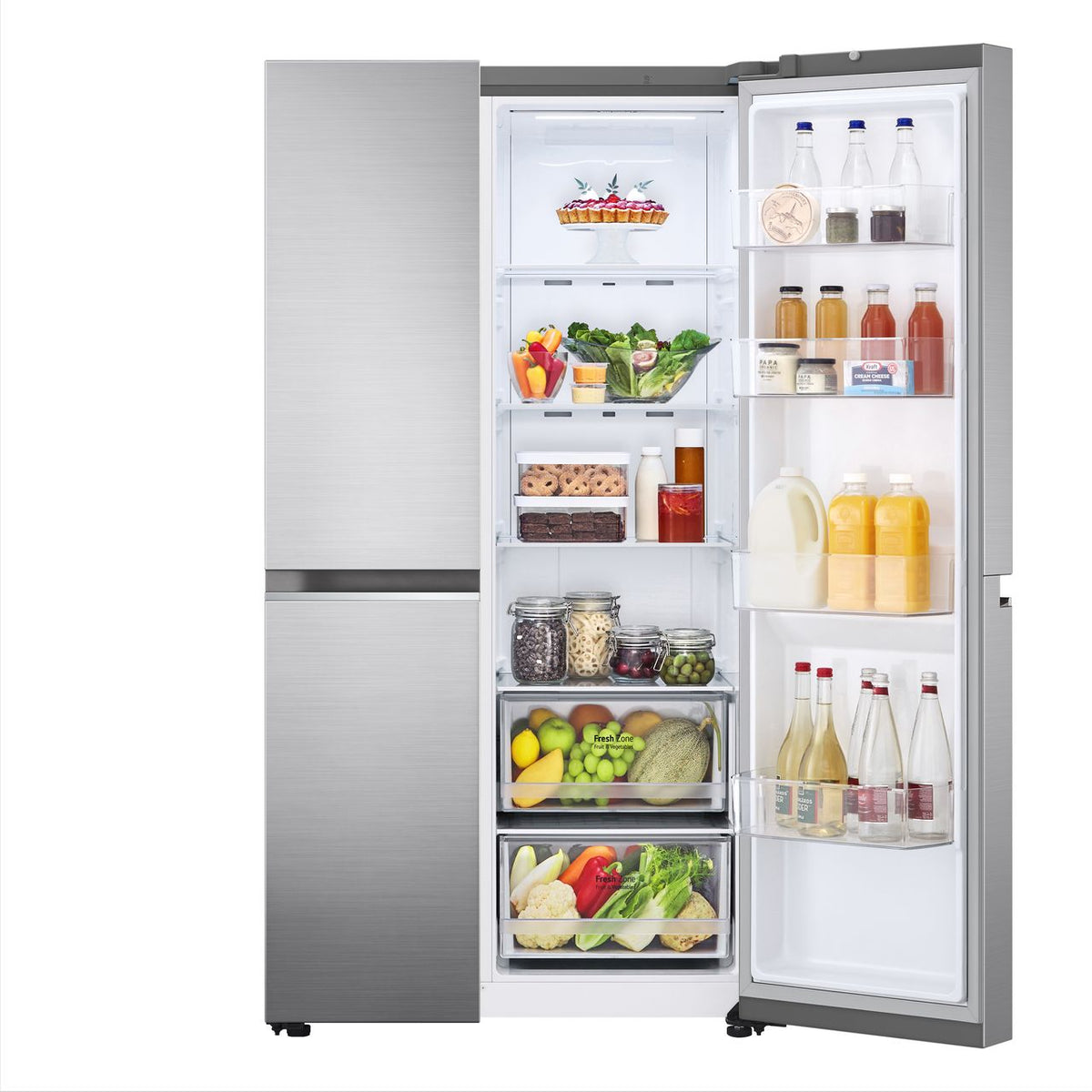 LG NatureFRESH™ GSBV70PZTL Frost Free American Fridge Freezer - Shiny Steel - E Rated