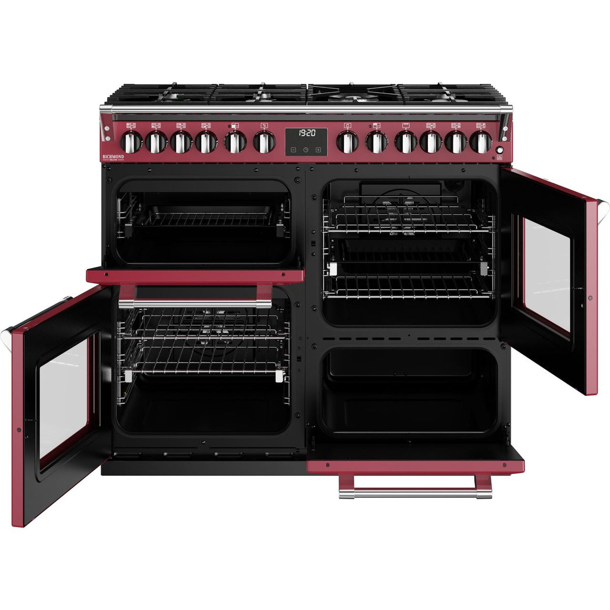 Stoves Richmond Deluxe ST DX RICH D1000DF CRE Dual Fuel Range Cooker - Chilli Red - A Rated