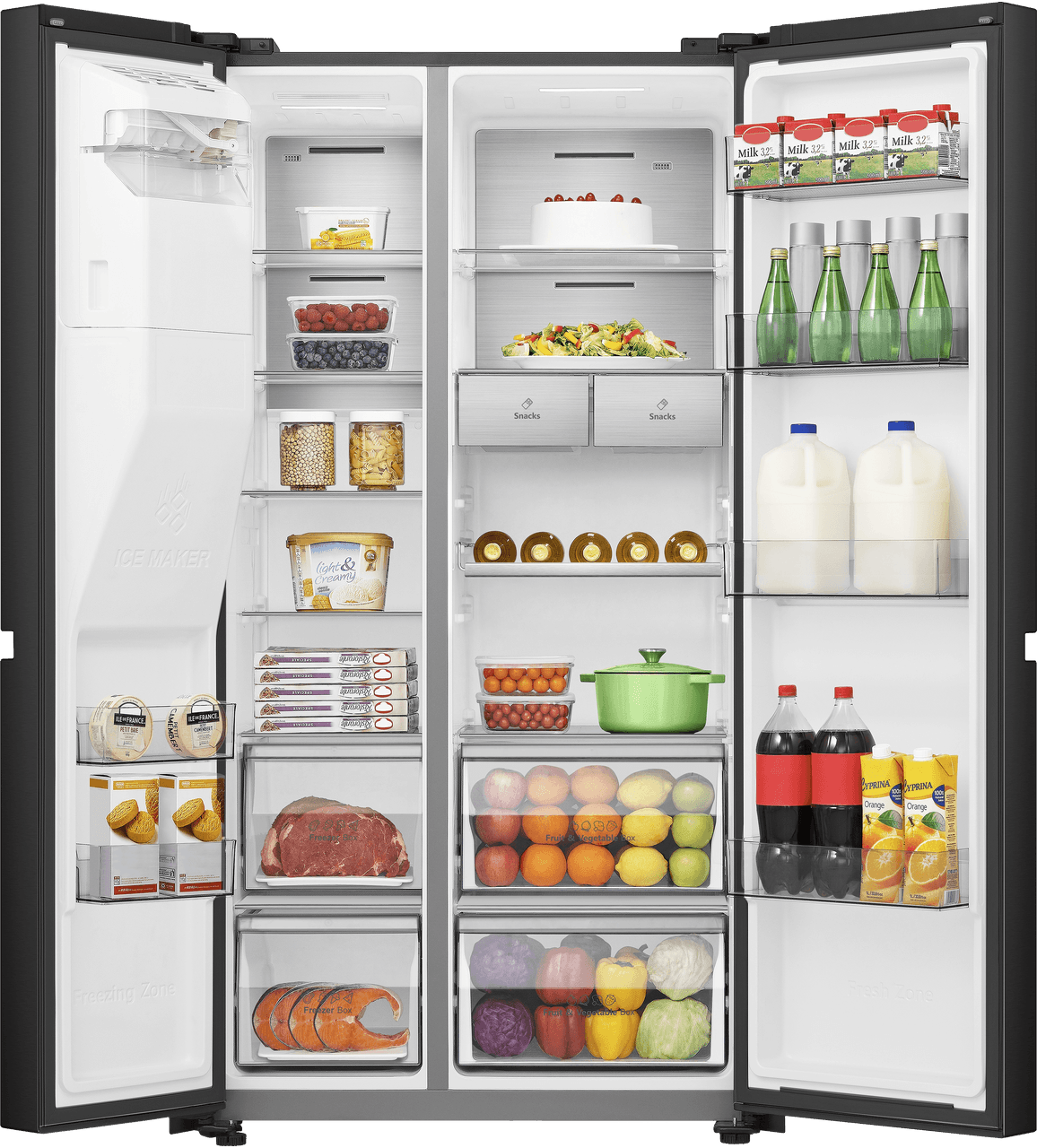 Hisense RS818N4IFE Wifi Connected Plumbed Total No Frost American Fridge Freezer - Black Stainless Steel - E Rated