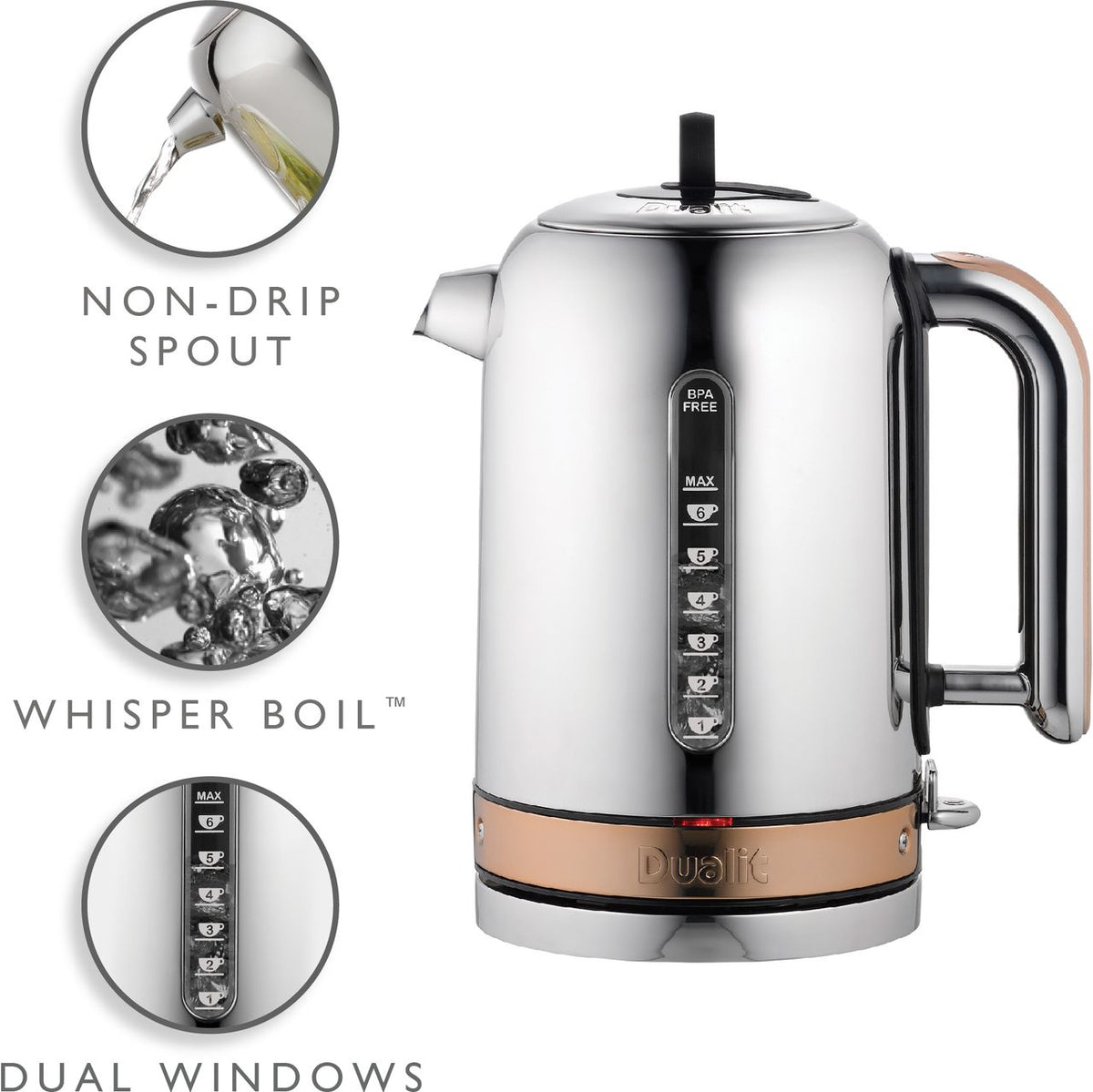 Dualit Classic 72820 Kettle - Chrome - Copper