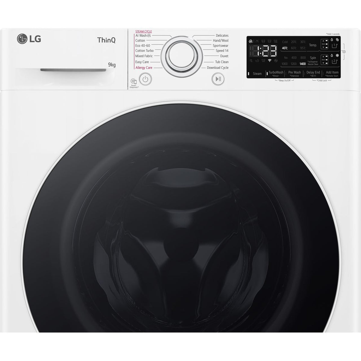 LG EZDispense™ F4Y509WWLA1 9kg Washing Machine with 1400 rpm - White - A Rated