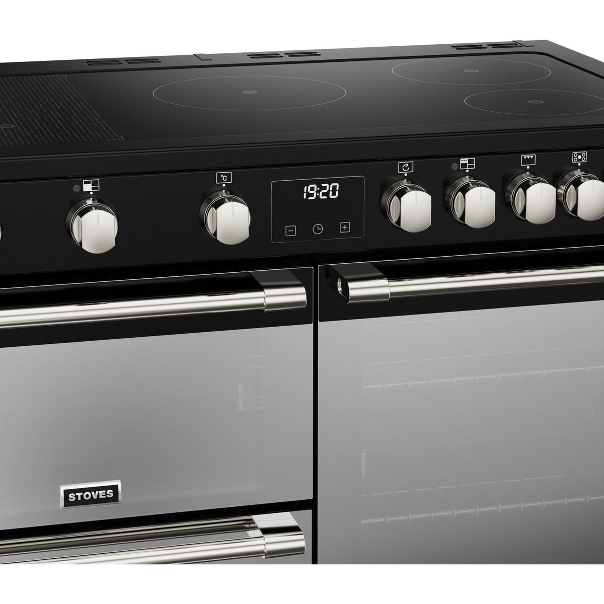 Stoves Sterling Deluxe ST DX STER D1000Ei RTY BK 100cm Electric Range Cooker with Induction Hob - Black - A-A-A Rated