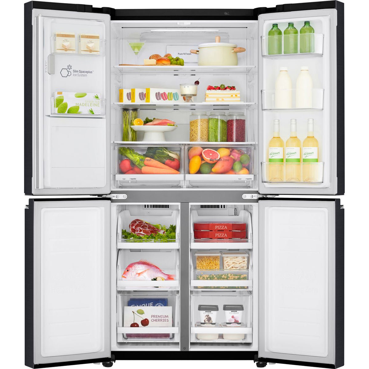 LG NatureFRESH™ GML844MC7E Wifi Connected Plumbed Frost Free American Fridge Freezer - Matte Black - E Rated