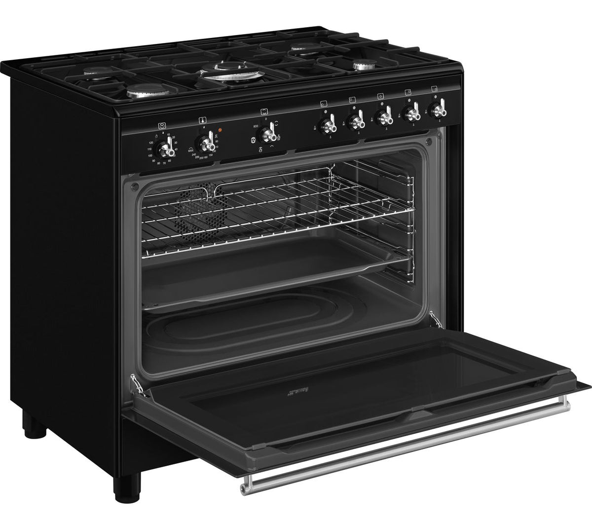 Smeg Concert CX91GMBL Dual Fuel Range Cooker - Black - A Rated