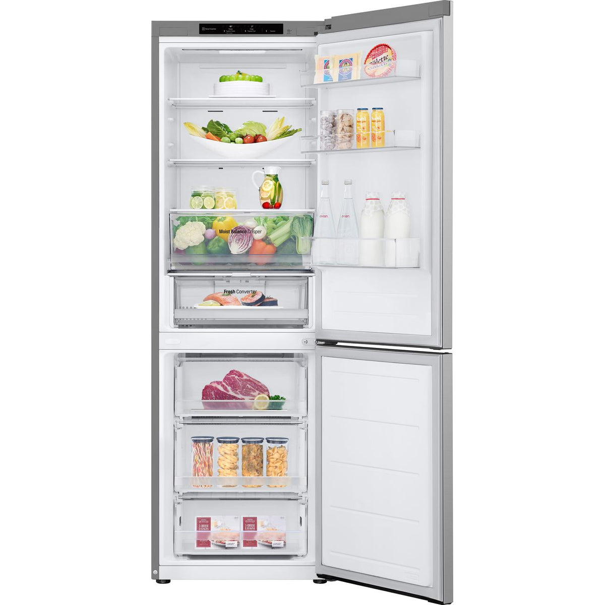 LG NatureFRESH™ GBV3100DPY 60-40 Frost Free Fridge Freezer - Prime Silver - D Rated