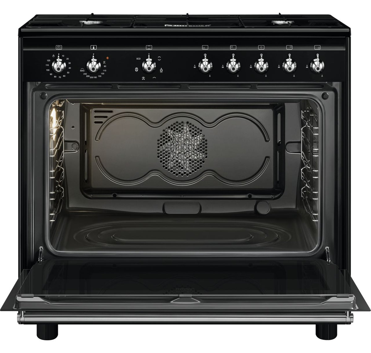 Smeg Concert CX91GMBL Dual Fuel Range Cooker - Black - A Rated