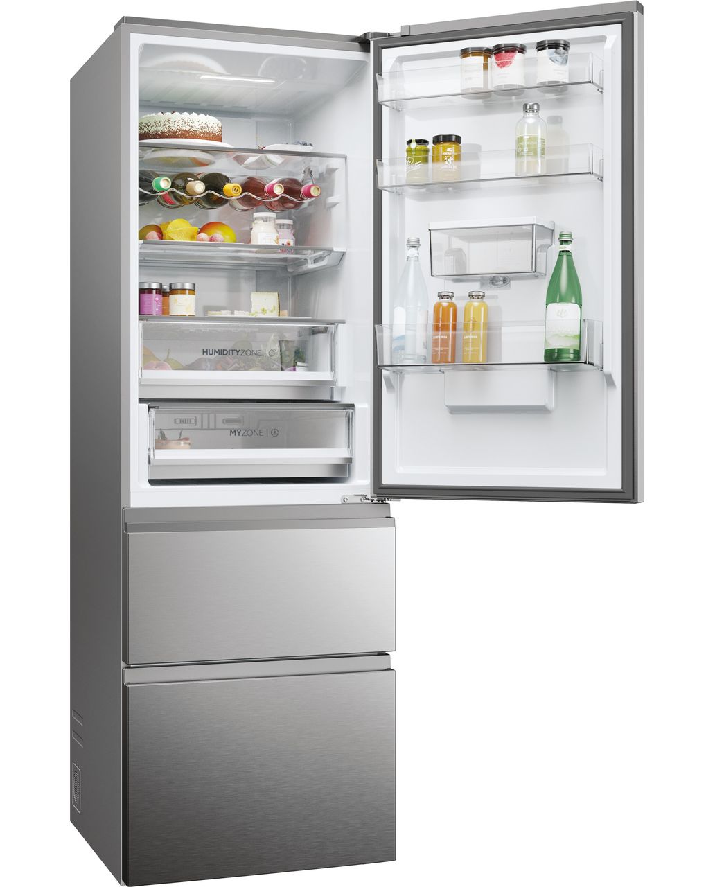 Haier 3D 60 Series 5 HTW5618DWMG Wifi Connected 60-40 Total No Frost Fridge Freezer - Silver - D Rated