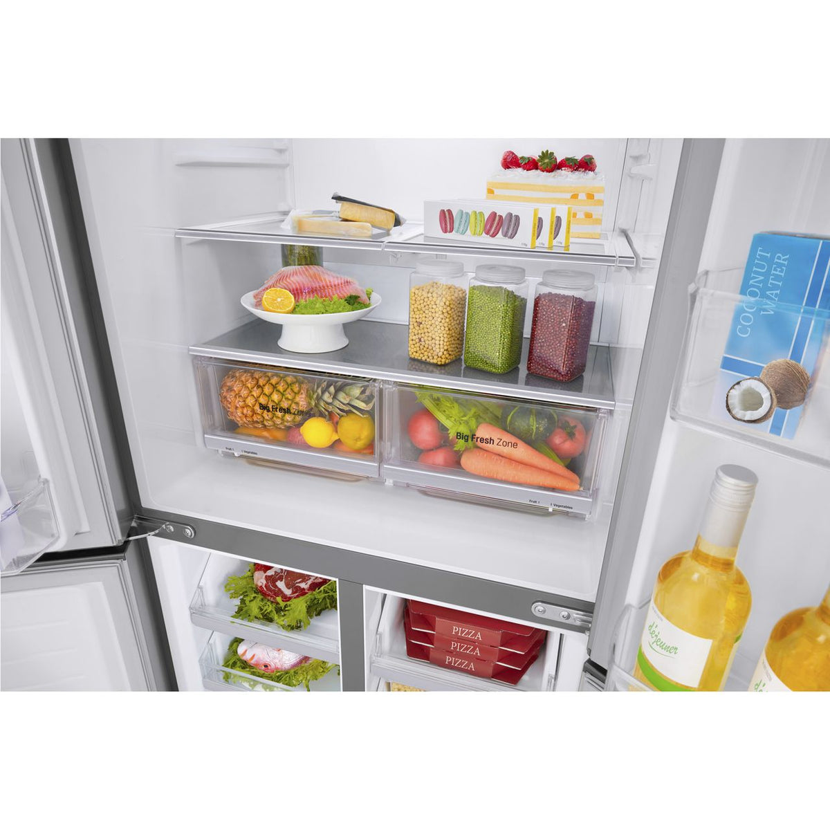 LG NatureFRESH™ GMB844PZ4E Wifi Connected Frost Free American Fridge Freezer - Shiny Steel - E Rated