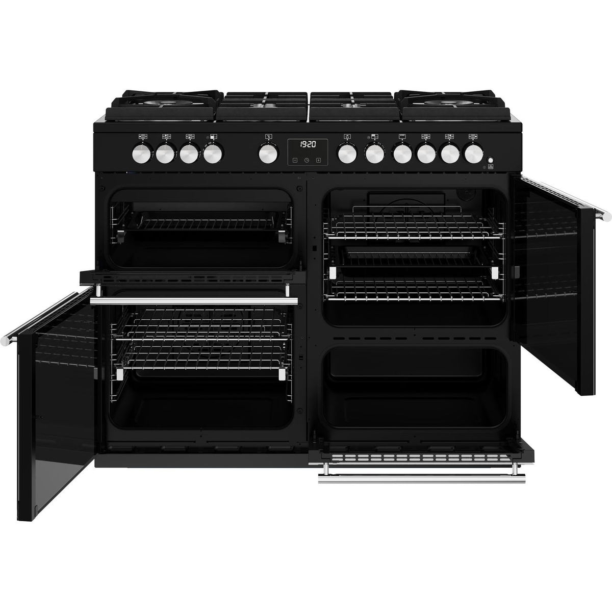 Stoves Precision Deluxe ST DX PREC D1100DF GTG BK 110cm Dual Fuel Range Cooker - Black - A Rated