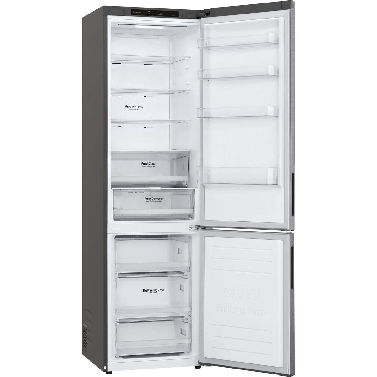 LG NatureFRESH™ GBP62PZNBC 70-30 Frost Free Fridge Freezer - Silver - B Rated