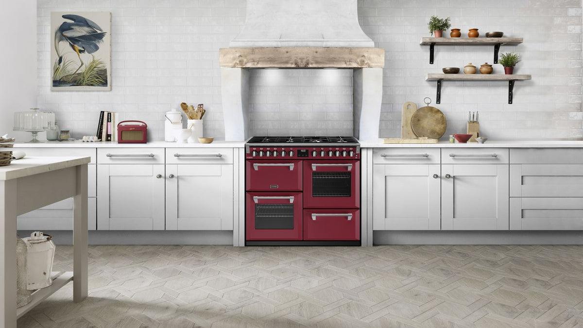 Stoves Richmond Deluxe ST DX RICH D1000DF CRE Dual Fuel Range Cooker - Chilli Red - A Rated