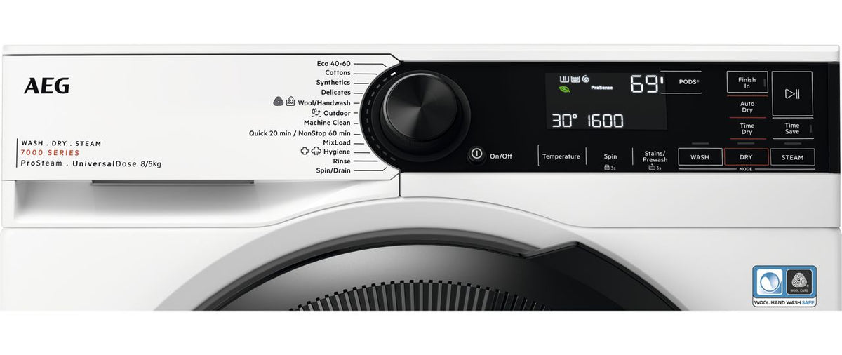 AEG UniversalDose LWR7485M4U 8Kg - 5Kg Washer Dryer with 1600 rpm - White - D Rated