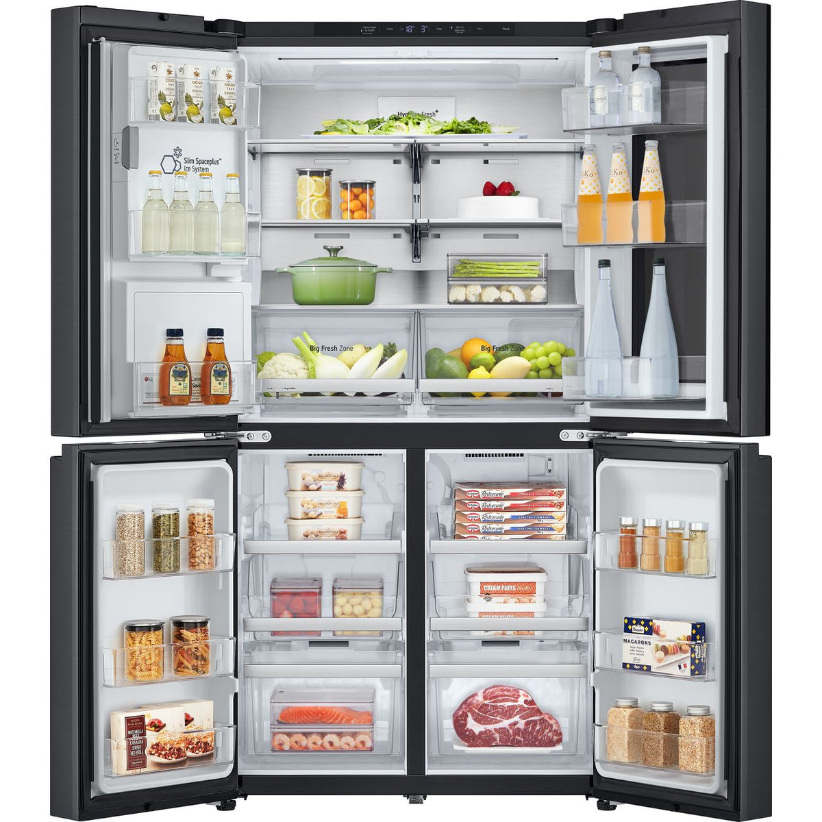 LG InstaView™ GMG960EVJE Wifi Connected Plumbed Frost Free American Fridge Freezer - Matte Black - E Rated