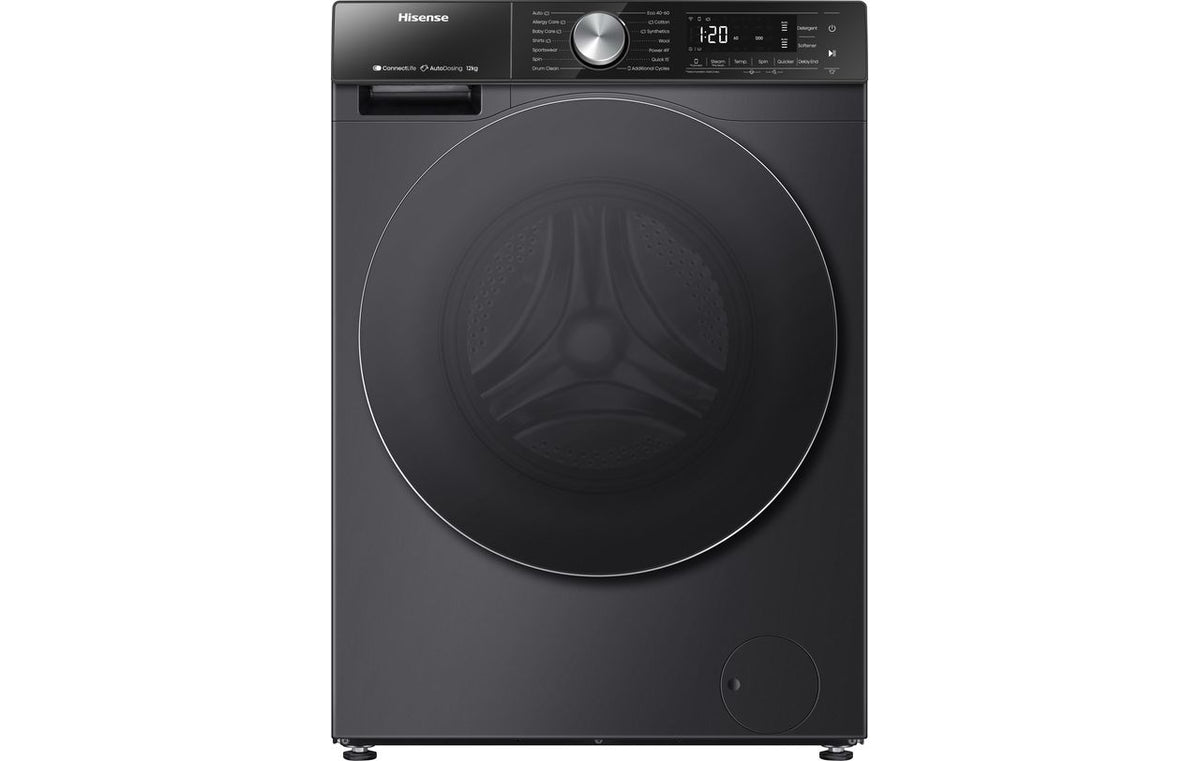 Hisense 5S Series WF5S1245BB 12kg Washing Machine with 1400 rpm - Black - A Rated