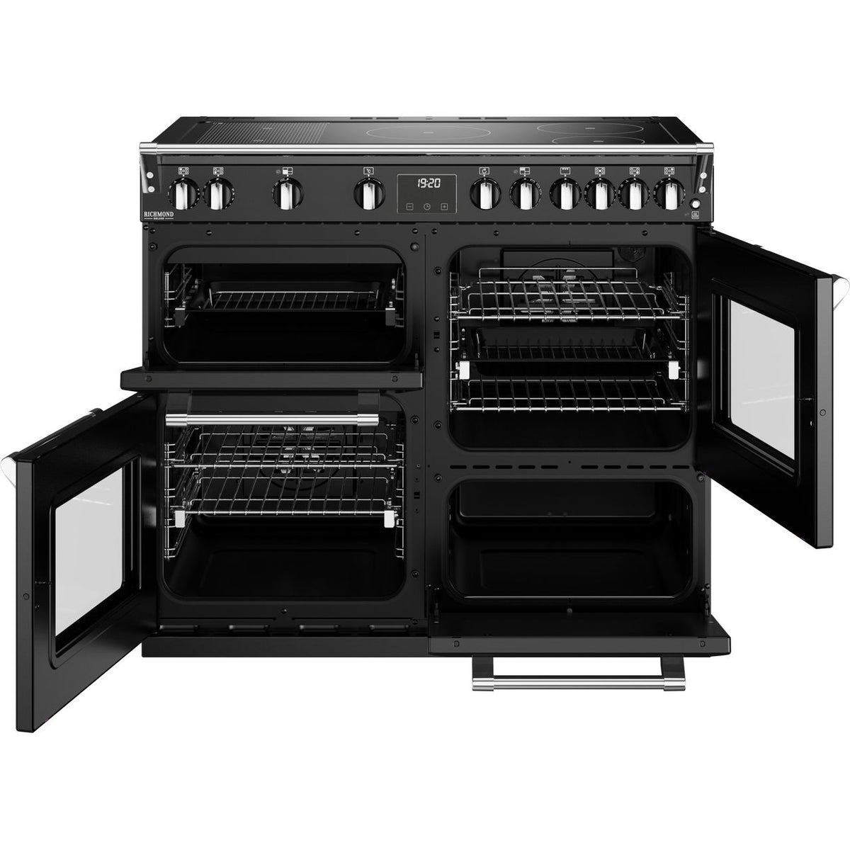 Stoves Richmond Deluxe ST DX RICH D1000Ei RTY BK 100cm Electric Range Cooker with Induction Hob - Black - A Rated