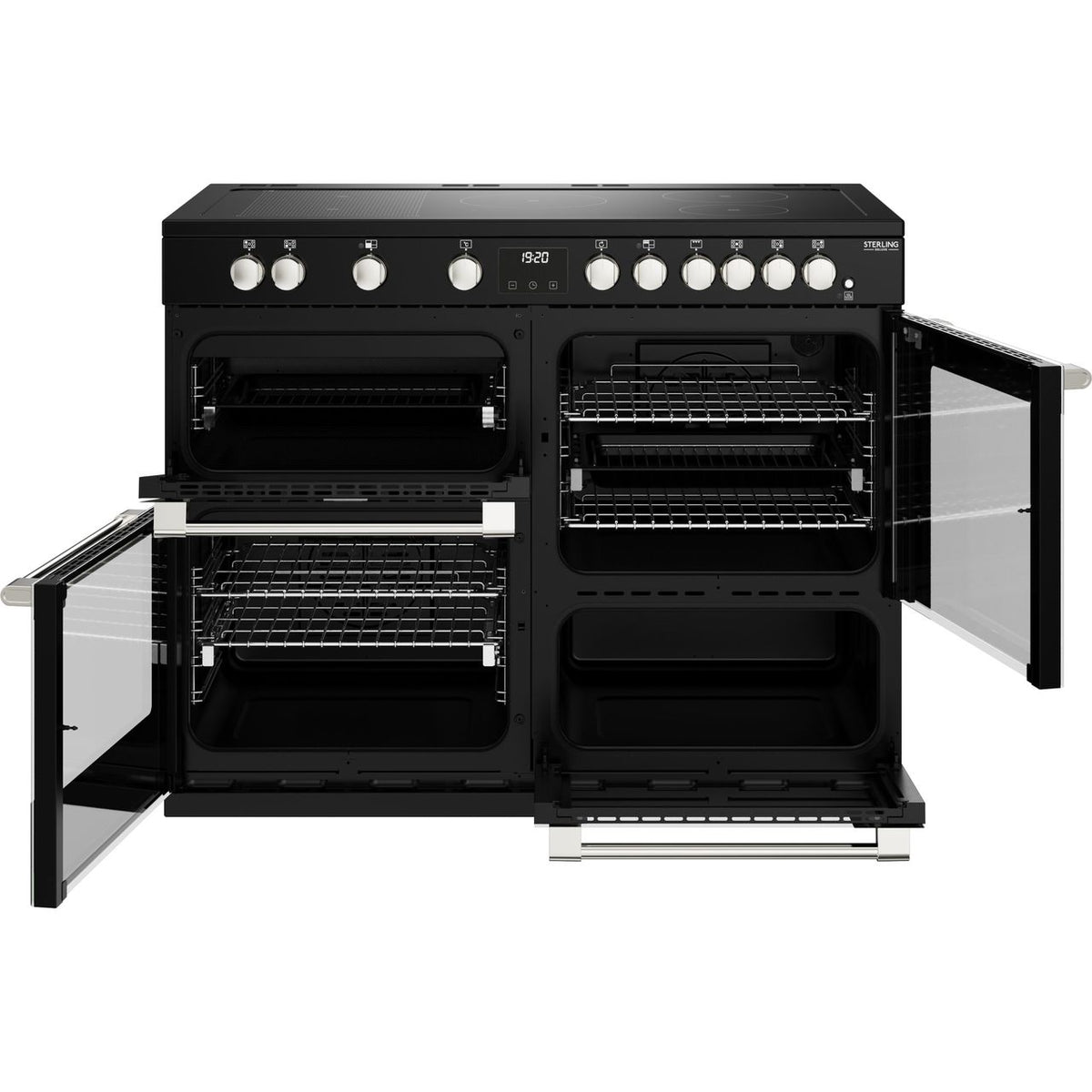 Stoves Sterling Deluxe ST DX STER D1100Ei RTY BK Electric Range Cooker with Induction Hob - Black - A-A-A Rated