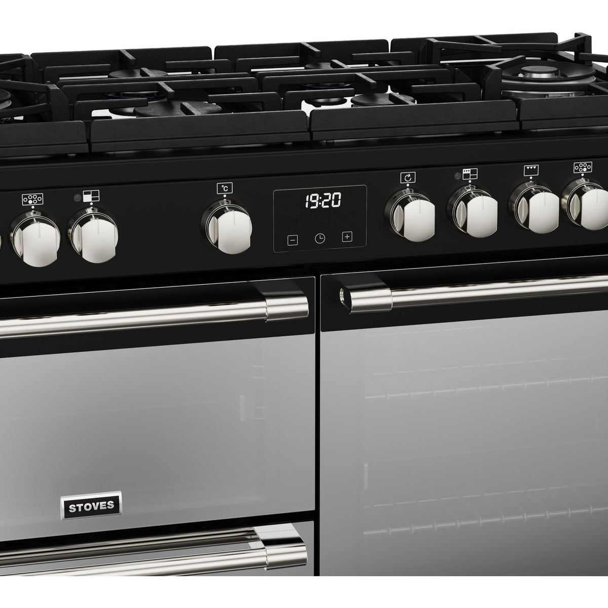 Stoves Sterling Deluxe ST DX STER D1000DF GTG BK 100cm Dual Fuel Range Cooker - Black - A Rated