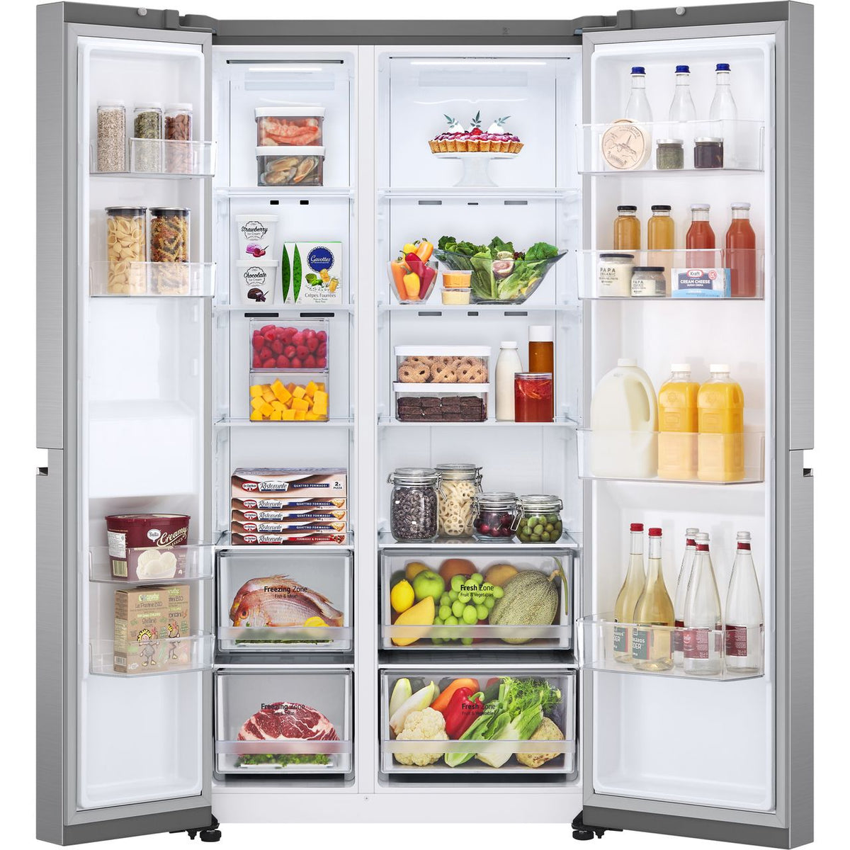 LG NatureFRESH™ GSBV70PZTL Frost Free American Fridge Freezer - Shiny Steel - E Rated