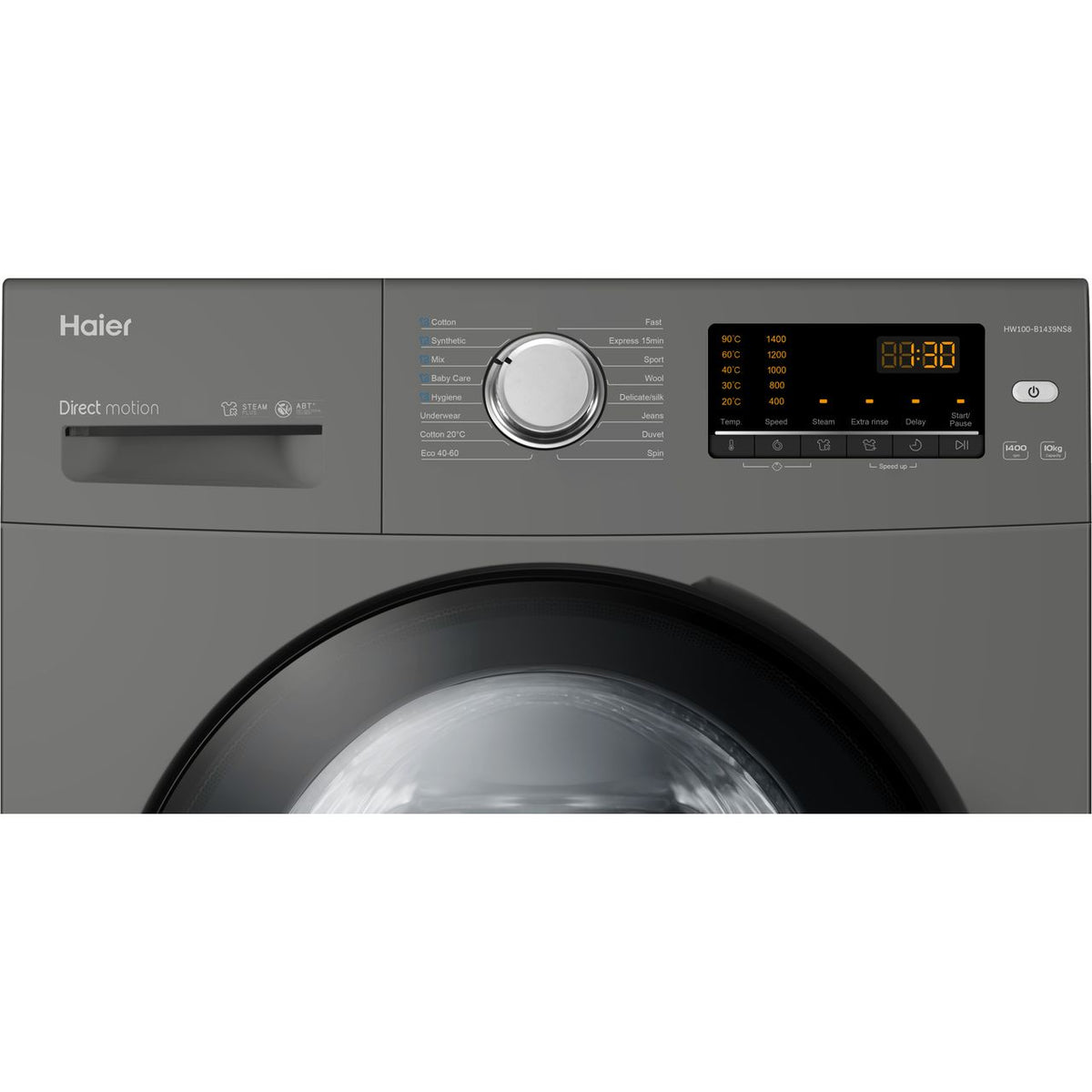 Haier HW100-B1439NS8 10kg Washing Machine with 1400 rpm - Graphite - A Rated