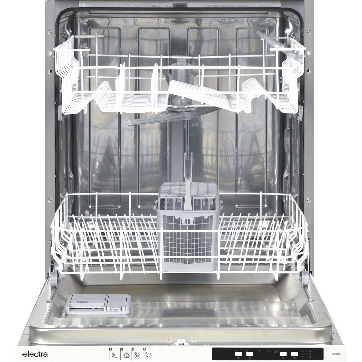 Electra C6012IE Fully Integrated Standard Dishwasher - White Control Panel with Fixed Door Fixing Kit - E Rated