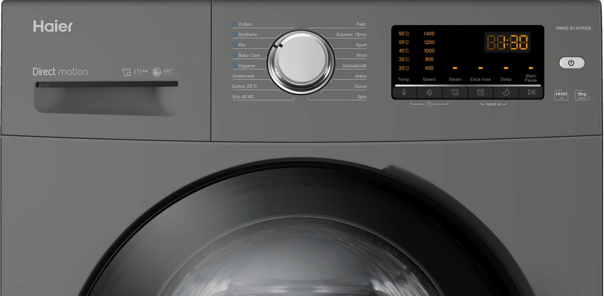 Haier HW90-B1439NS8 9kg Washing Machine with 1400 rpm - Graphite - A Rated