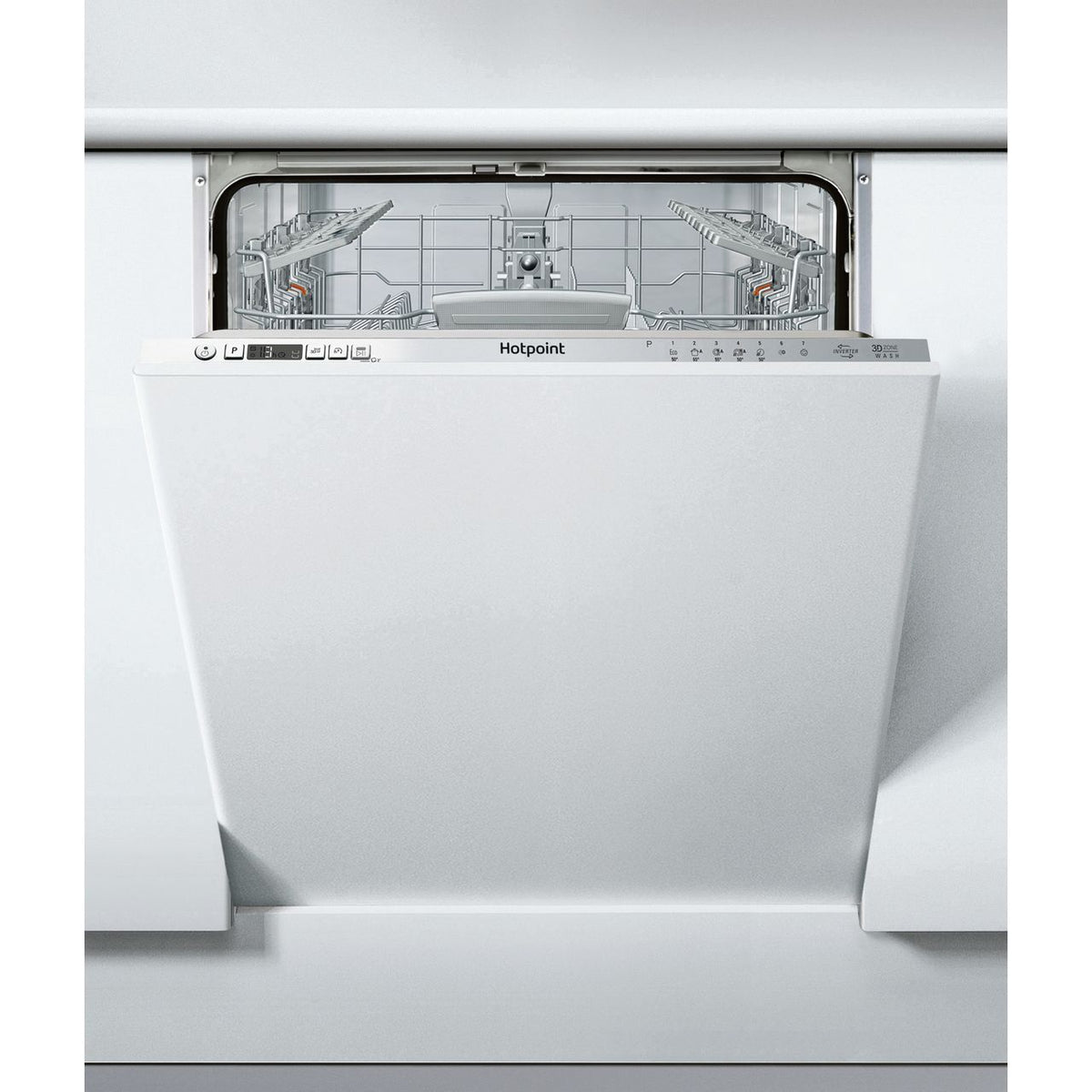 Hotpoint HIC3C26WUKN Fully Integrated Standard Dishwasher - Stainless Steel Control Panel with Fixed Door Fixing Kit - E Rated