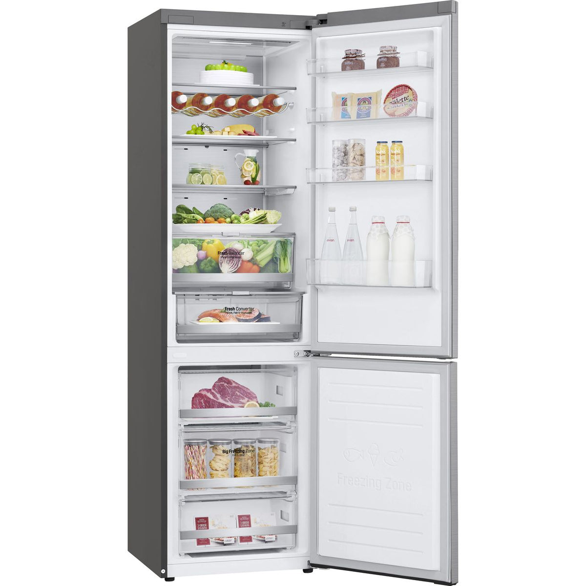 LG NatureFRESH™ GBB92STACP1 Wifi Connected 70-30 Frost Free Fridge Freezer - Stainless Steel - C Rated