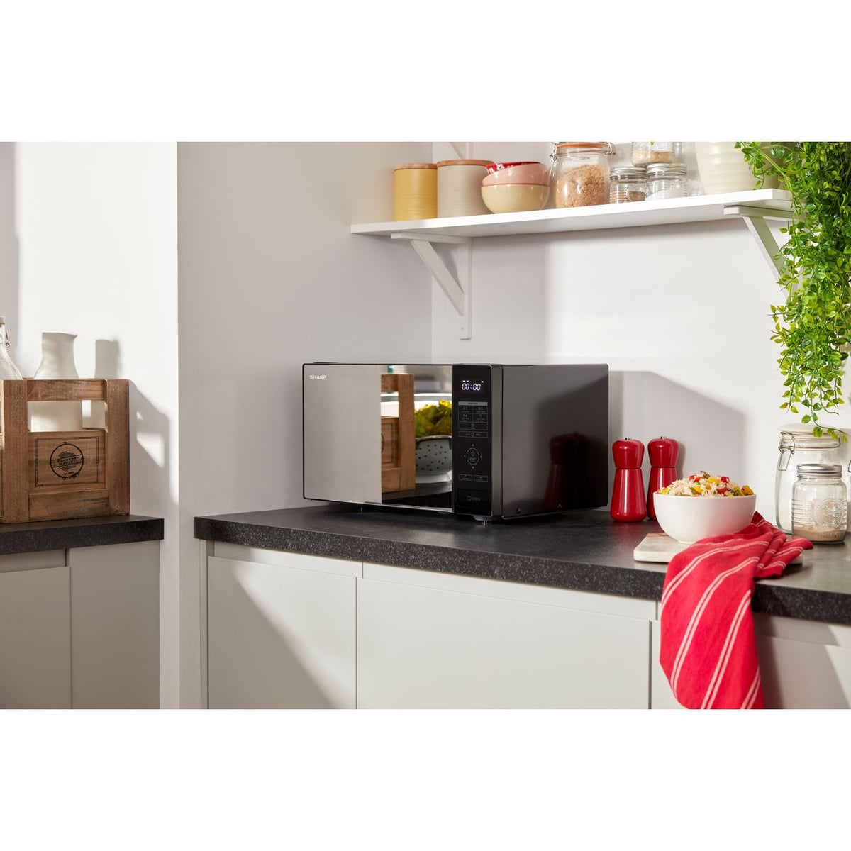 Sharp RBS232TB 23 Litre Microwave - Black Glass