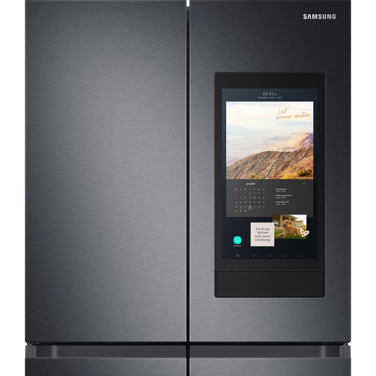 Samsung Family Hub™ RF65A977FB1 Wifi Connected Plumbed Total No Frost American Fridge Freezer - Black - Stainless Steel - F Rated