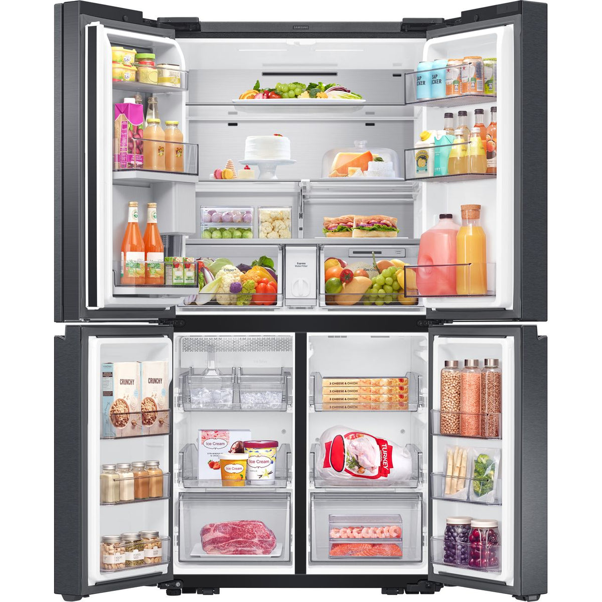 Samsung Family Hub™ RF65A977FB1 Wifi Connected Plumbed Total No Frost American Fridge Freezer - Black - Stainless Steel - F Rated