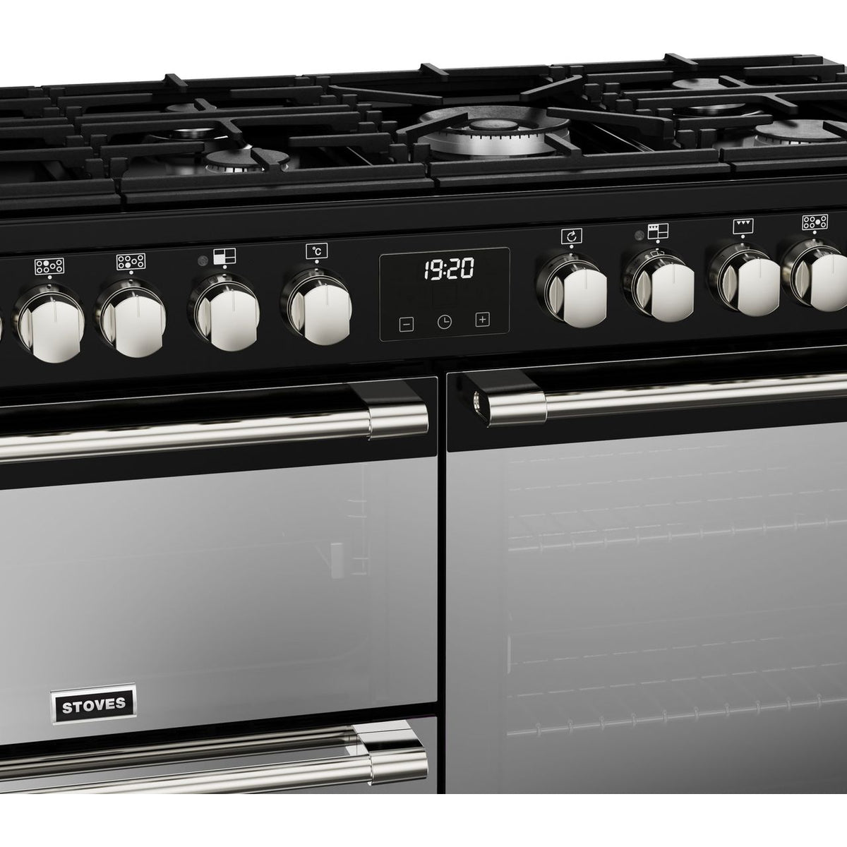 Stoves Sterling Deluxe ST DX STER D1100DF BK 110cm Dual Fuel Range Cooker - Black - A-A-A Rated