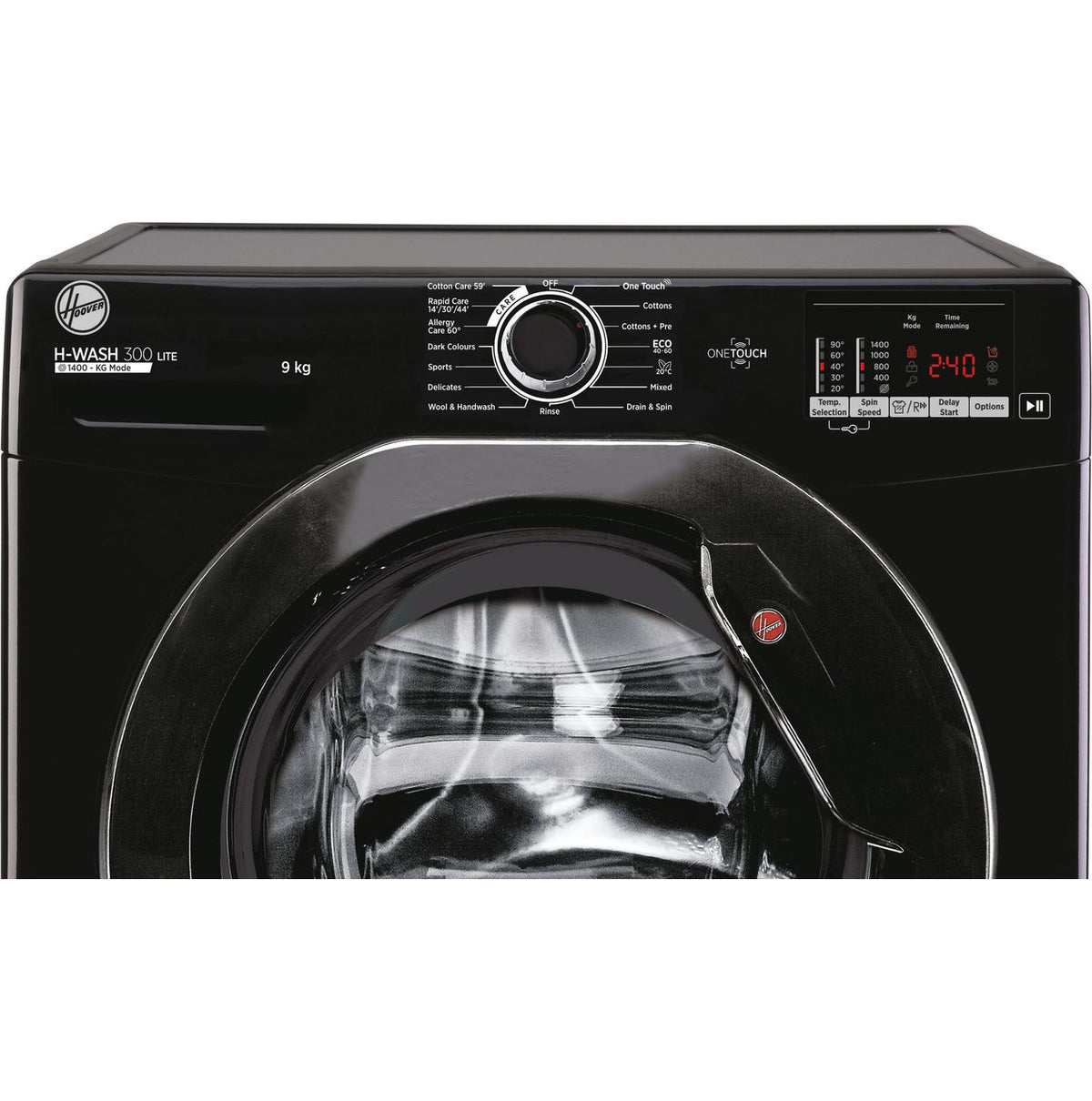 Hoover H-WASH 300 LITE H3W492DABB4-1-80 9kg Washing Machine with 1400 rpm - Black - B Rated